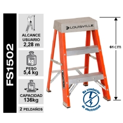 PISO ESCALERA FIBRA DE VIDRIO 3 PELDAOS 0.61 MTS 135 KG LOUISVILLE